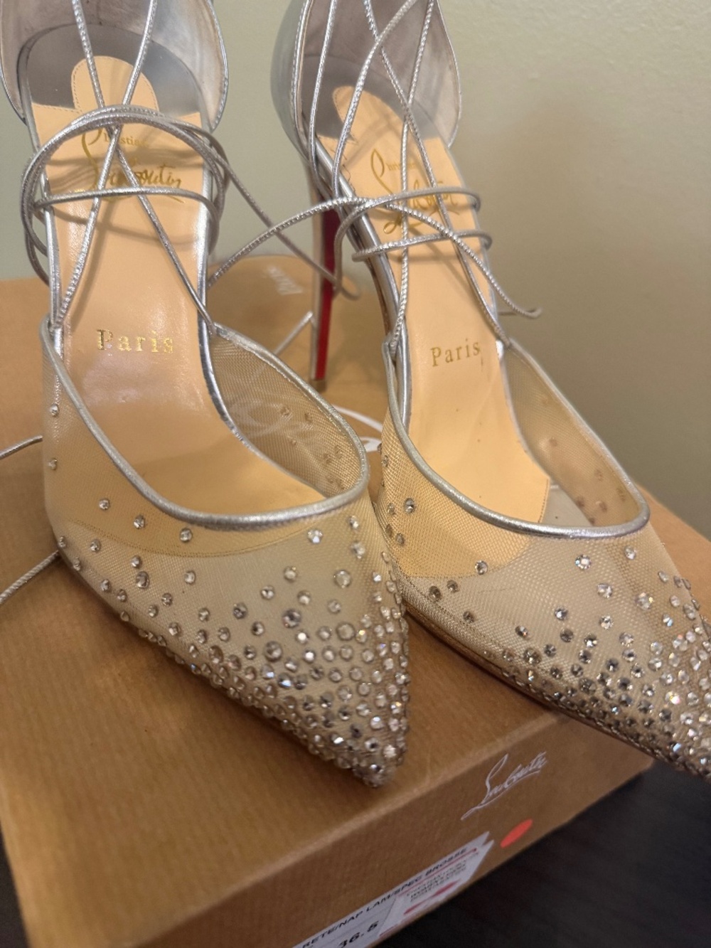 Christian Louboutin Follies Strass Crystal Heels — Size 36.5